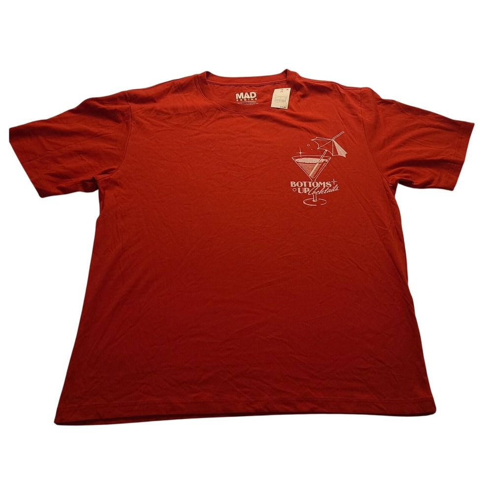 Mad Engine Men's Bottoms Up Cocktails Graphic T-Shirt Red XXL Short sleeve‎ NWT